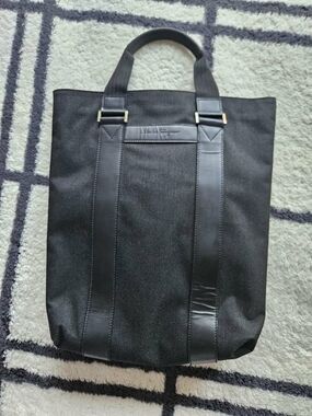 Salvatore Ferragamo Black Canvas  Tote with Leather Trim